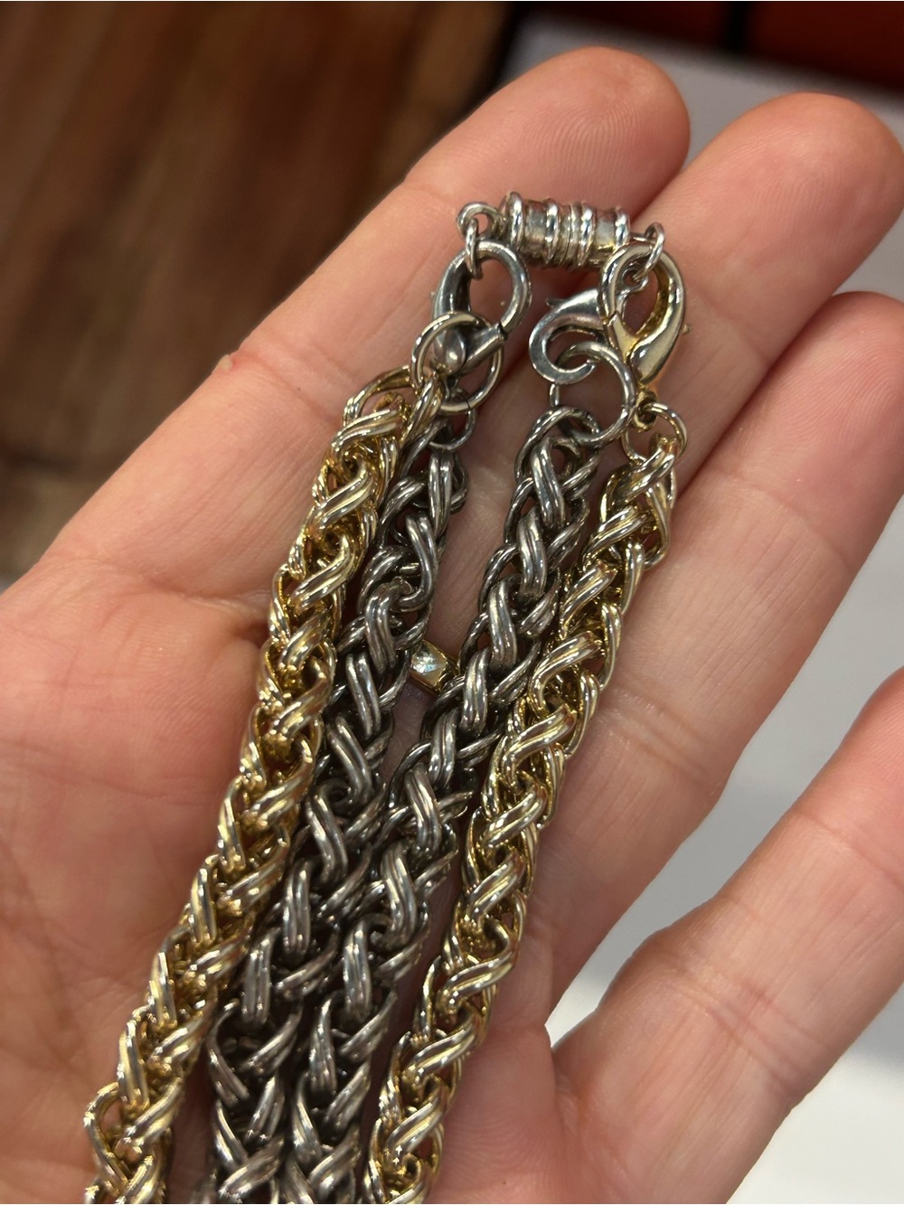 Beautiful two tone braided convertible bracelet